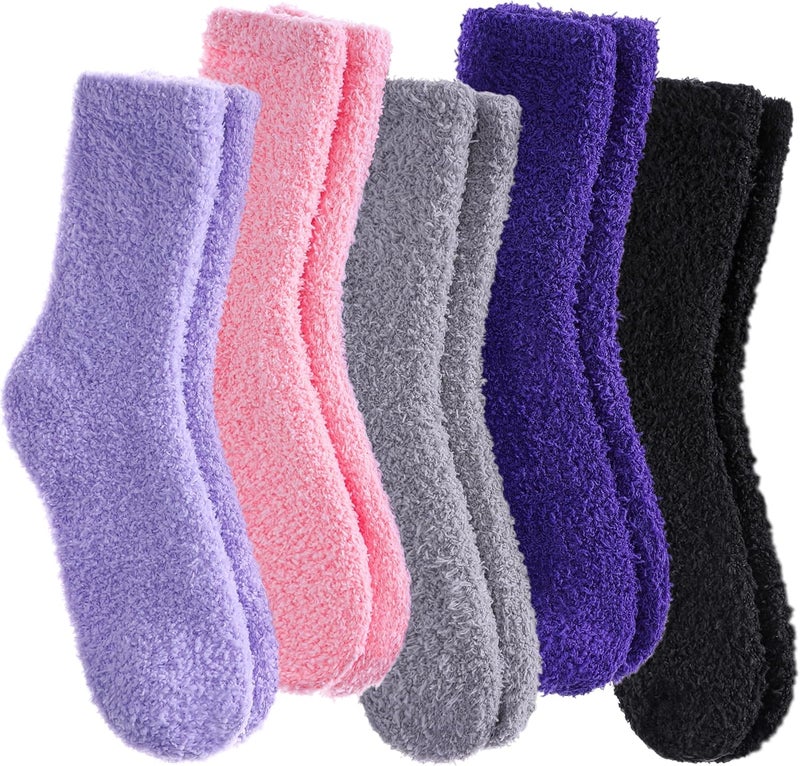 SDBING Fuzzy Socks for Women Soft Fluffy Home Sleeping Socks Cozy Warm Slipper Socks 6 or 5 Pairs - Image 1